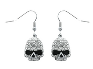 Biker Jewelry Ladies Bling Willie G Skull French Wire Earrings Stainless Steel SE79