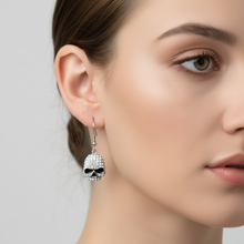 Load image into Gallery viewer, Ladies Bling Skull Dangle Earrings French Wire Stainless Steel SE79