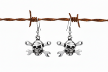 Load image into Gallery viewer, CrossWrench Skull Dangle Earrings Unisex Stainless Steel SE7