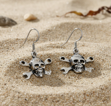 Load image into Gallery viewer, CrossWrench Skull Dangle Earrings Unisex Stainless Steel SE7