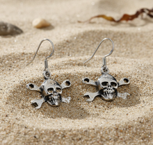 Load image into Gallery viewer, CrossWrench Skull Dangle Earrings Unisex 2 sizes Stainless Steel SE7