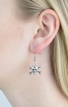 Load image into Gallery viewer, CrossWrench Skull Dangle Earrings Unisex 2 sizes Stainless Steel SE7