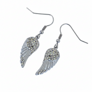 Ladies Mini Iridescent / Rainbow Angel Wing Earrings with Crystals SE83
