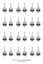Load image into Gallery viewer, Ladies Bling Skull Dangle Earrings Lever Backs Stainless Steel SE86