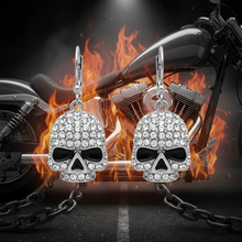 Load image into Gallery viewer, Ladies Bling Skull Dangle Earrings Lever Backs Stainless Steel SE86