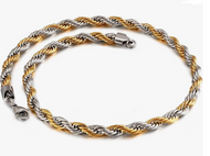 3mm Rope TT Chain Silver & Gold Unisex Necklace Stainless Steel CH1