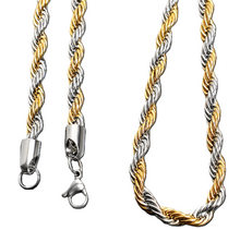 Load image into Gallery viewer, 3mm Two-Tone Rope Chain / Rope Necklace Stainless Steel CH1