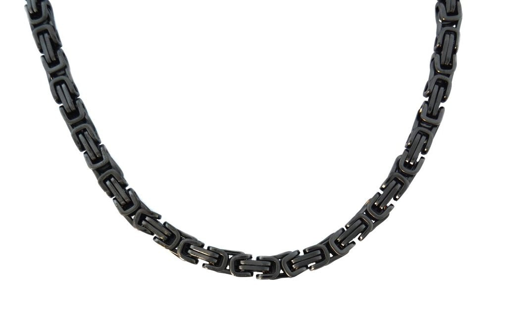 Black Stainless Steel 5mm Byzantine Unisex Necklace