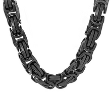 Load image into Gallery viewer, Black Stainless Steel 7mm Byzantine Men&#39;s Necklace