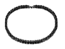 Load image into Gallery viewer, Small Black Stainless Steel 4mm Byzantine Unisex Necklace