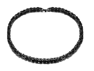 Small Black Stainless Steel 4mm Byzantine Unisex Necklace