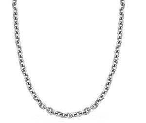 Stainless Steel Small Oval Link 4mm Necklace Unisex Many Lengths