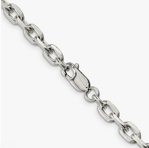 Stainless Steel Large Oval Link 8mm Necklace Unisex Many Lengths