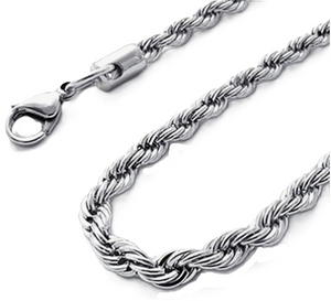 4mm Solid Rope Chain / Necklace Stainless Steel CH4