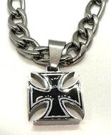 Solid & Strong Small Iron Cross Pendant Three Chains to Choose from Stainless Steel SP113