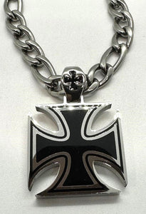 Large, Thick, Solid & Strong Iron Cross Pendant & Necklace Stainless Steel