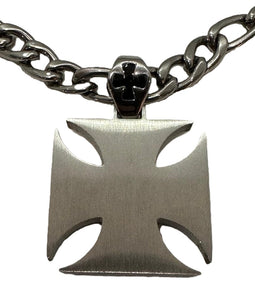 Large, Thick, Solid & Strong Iron Cross Pendant & Necklace Stainless Steel