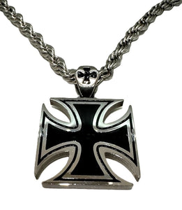 Large, Thick, Solid & Strong Iron Cross Pendant & Necklace Stainless Steel