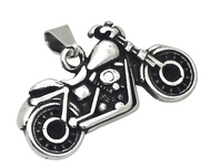 Motorcycle Pendant / Charm in Stainless Steel on a Solid Rope Chain SP108