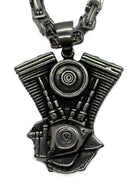 V-Twin Motor Engine Necklace / Pendant on 5mm Byzantine Chain Stainless Steel SP10