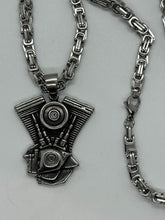 Load image into Gallery viewer, V-Twin Motor Engine Pendant 5mm Byzantine Chain Stainless Steel