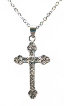 Load image into Gallery viewer, Ladies Bling Cross Charm / Pendant Necklace Stainless Steel Religious Jewelry