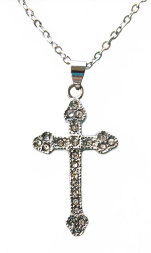 Ladies Bling Cross Charm / Pendant Necklace Stainless Steel Religious Jewelry