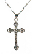 Ladies Bling Cross Necklace Stainless Steel Religious SP111