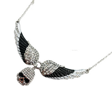 Load image into Gallery viewer, Women's Small Black Bling Angel Wing Willie G Skull Pendant Necklace Stainless Steel SP112
