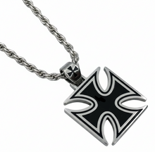 Load image into Gallery viewer, Large Iron Cross / Maltese Cross Pendant &amp; Necklace / Rope Chain Stainless Steel <BR>SP115-R