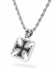 Load image into Gallery viewer, Large Iron Cross / Maltese Cross Pendant &amp; Necklace / Rope Chain Stainless Steel <BR>SP115-R