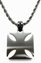 Load image into Gallery viewer, Large Iron Cross / Maltese Cross Pendant &amp; Necklace / Rope Chain Stainless Steel <BR>SP115-R