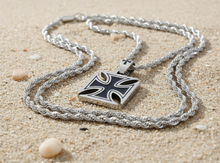 Load image into Gallery viewer, Large Iron Cross / Maltese Cross Pendant &amp; Necklace / Rope Chain Stainless Steel <BR>SP115-R