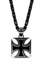 Load image into Gallery viewer, Large Iron Cross / Maltese Cross Pendant &amp; Chain Stainless Steel SP115-BLK
