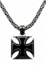 Load image into Gallery viewer, Large Iron Cross / Maltese Cross Pendant &amp; Chain Stainless Steel SP115-S