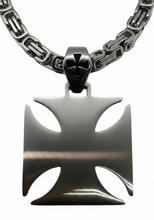 Load image into Gallery viewer, Large Iron Cross / Maltese Cross Pendant &amp; Chain Stainless Steel SP115-S