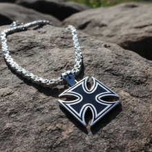 Load image into Gallery viewer, Large Iron Cross / Maltese Cross Pendant &amp; Chain Stainless Steel SP115-S