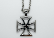 Open Iron Cross Necklace Pendant & 4mm Rope Chain Stainless Steel sp11