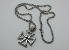 Load image into Gallery viewer, Open Iron Cross Necklace Pendant &amp; 4mm Rope Chain Stainless Steel sp11