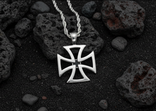 Load image into Gallery viewer, Open Iron Cross Necklace Pendant &amp; 4mm Rope Chain Stainless Steel sp11