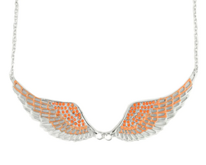 Large Orange Angel Wing Jewelry Women's Pendant & Necklace Stainless Steel Bling