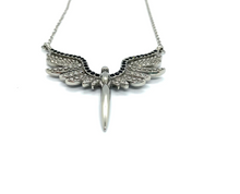Load image into Gallery viewer, Ladies Angel Wings Spread Crystal Stainless Steel Necklace