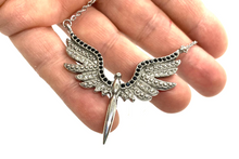 Load image into Gallery viewer, Ladies Angel Wings Spread Crystal Stainless Steel Necklace