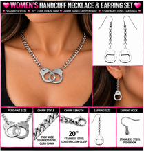 Load image into Gallery viewer, Women's Handcuff Necklace &amp; Earring Set Stainless Steel SE3-SET