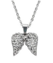 Load image into Gallery viewer, Heavy Metal Jewelry Ladies Bling Angel Wing Pendant Necklace Stainless Steel