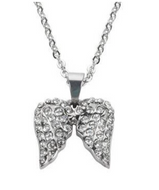 Ladies Mini Bling Angel Wing Necklace Stainless Steel SP32