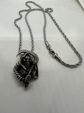 Load image into Gallery viewer, Pendant Grim Reaper 3mm 24-inch Rope Chain Stainless Steel
