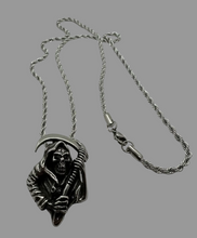 Load image into Gallery viewer, Grim Reaper Pendant on 2mm Rope Chain Unisex Necklace Stainless Steel SP4