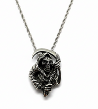 Load image into Gallery viewer, Grim Reaper Pendant on 2mm Rope Chain Unisex Necklace Stainless Steel SP4