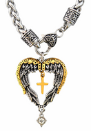 Ladies Angel Wing Heart Pendant Religious Cross Stainless Steel